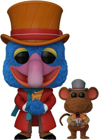Funko POP! Movies: The Muppet Christmas Carol #1456 - Charles Dickens with Rizzo (Flocked) (Amazon Exclusive)
