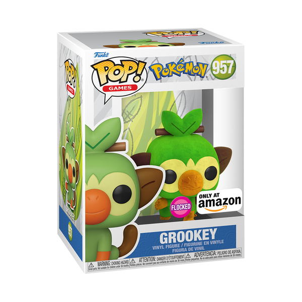 Funko POP! Games: Pokemon #957 - Grookey (Flocked) (Amazon Exclusive)