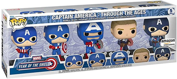 Funko POP! Marvel: Year of The Shield - Captain America - Through The Ages (Pack of 5) (Amazon Exclusive)