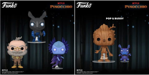 Funko POP! Movies: Pinocchio #1296-1299 - Black Rabbit / Geppetto / Wood Sprite / Pinocchio with Cricket (Set of 4)